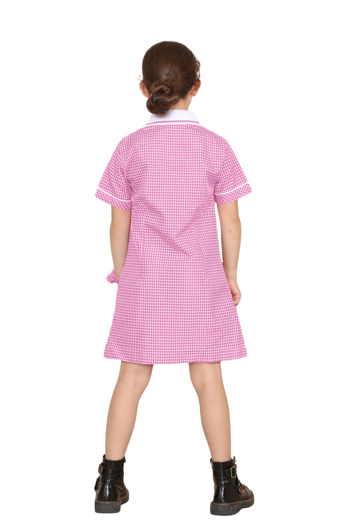 Paquete de 3 vestidos escolares de verano a cuadros para niñas, manga corta, plisado, estampado a cuadros, uniforme escolar con pelo ondulado, ligero, cuello con cremallera y bolsillo