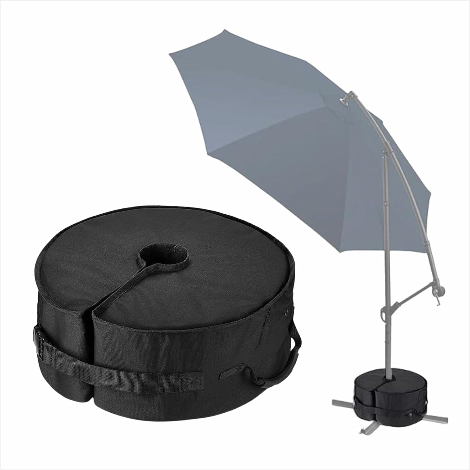 Umbrella Base Weight Bags (2 Pack), Heavy-Duty 600D Sandbags with Side Slot Opening, Fits Offset & Cantilever Patio Umbrellas, Round/Square Stands, Wind-Resistant Outdoor Stabilizer (Split Square)