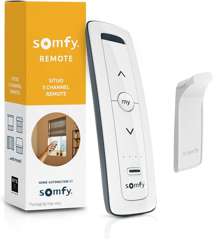 Somfy Situo 5 Pure Remote - RTS Control for Up to 5 Motorized Shades or Groups - Compatible with RTS Motors, Blinds, Shades - Not Compatible with Zigbee, Z-Wave, Wi-Fi - Warm Pure Tone 1870575