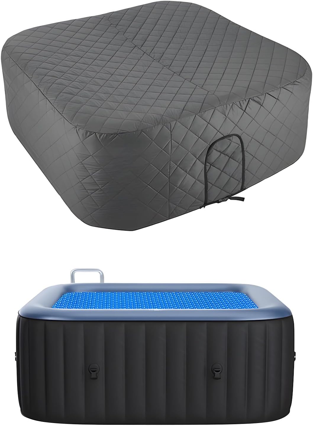 Energy Efficient Hot Tubs Cover with Handles and Straps Portable Insulated Inflatable Hot Tubs Thermal Shade