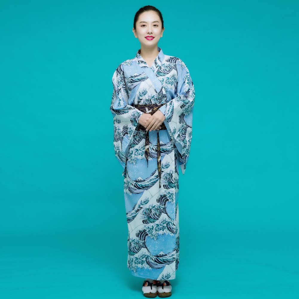Fancy Pumpkin Albornoz del Traje del Vestido del Kimono de Las Mujeres japonesas del Estilo Retro con la Pretina