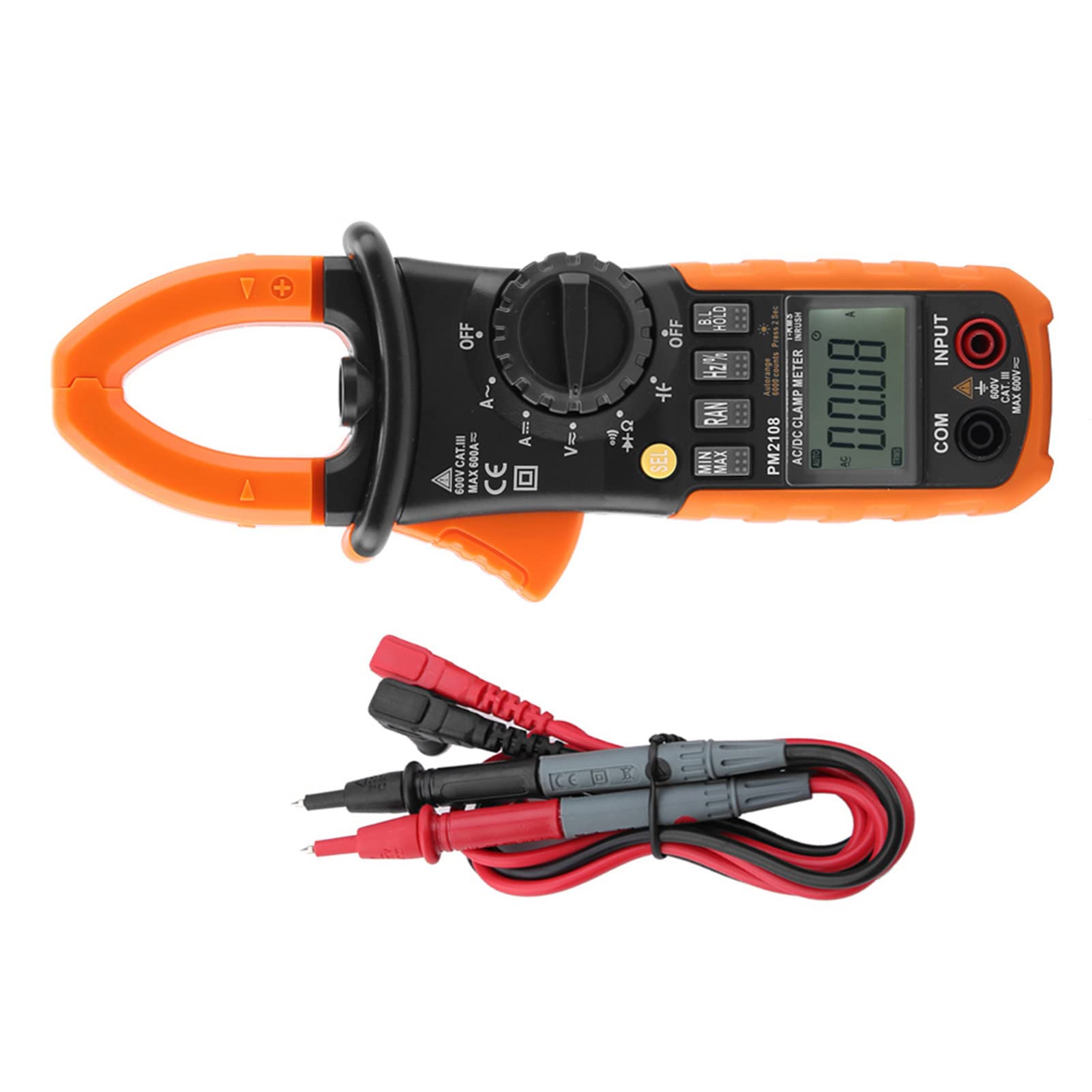 Dioche Przenośny Tester Napięcia PEAKMETER PM2108 Cyfrowy Miernik Cęgowy - Przenośny Multimetr z Podświetlanym Wyświetlaczem LCD, Dokładny Pomiar Napięcia, Prądu i Rezystancji