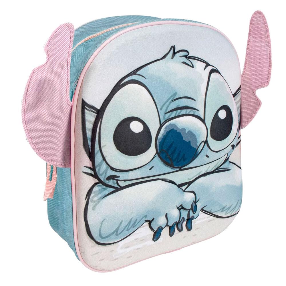 CERDÁ LIFE'S LITTLE MOMENTS Mochila Infantil 3D Aplicaciones Stitch, Unisex niños, Azul Claro, Pequeña
