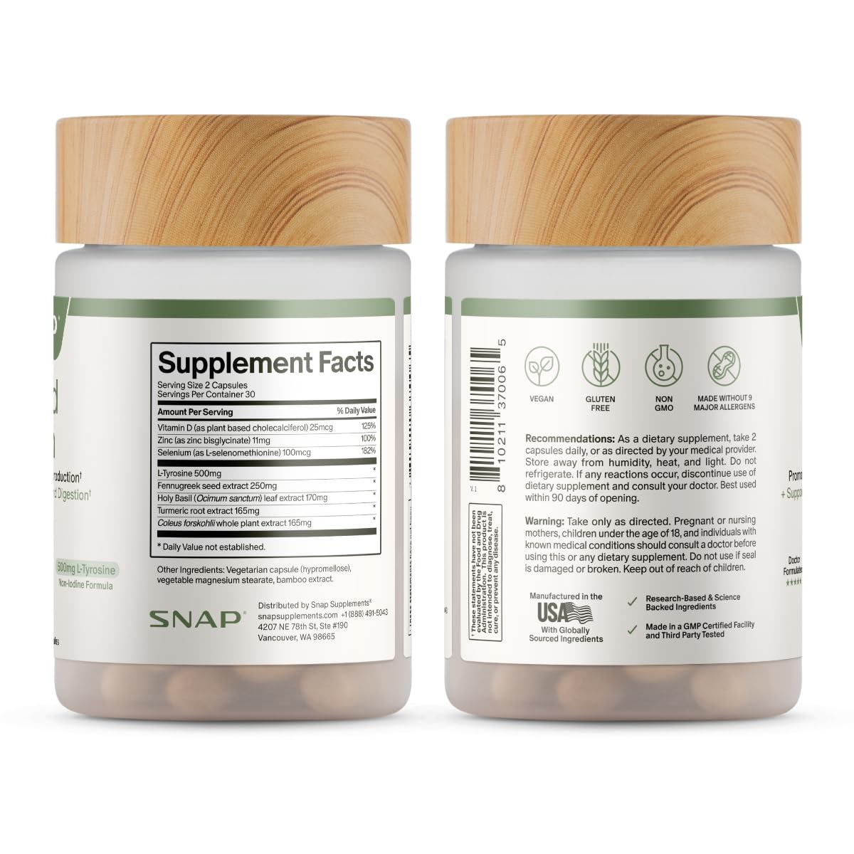 Snap Supplements Thyroid Health, Selenium, Zinc, L-Tyrosine, 60 Capsules — Amazon image 7