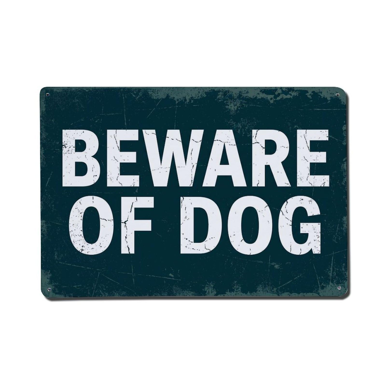 Vintage Beware of Dog Metal Tin Sign