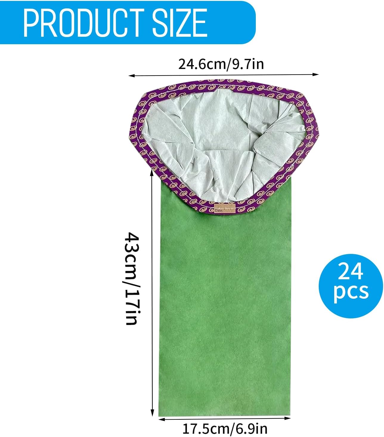 24Pcs 107313 Micro Filter Bags Replacement Vacuum Bags Compatible with ProTeam 10 Quart Backpack Vacuum Super Coach Pro 10, GoFit 10, Replace Part #107313 Open Cirular Collar
