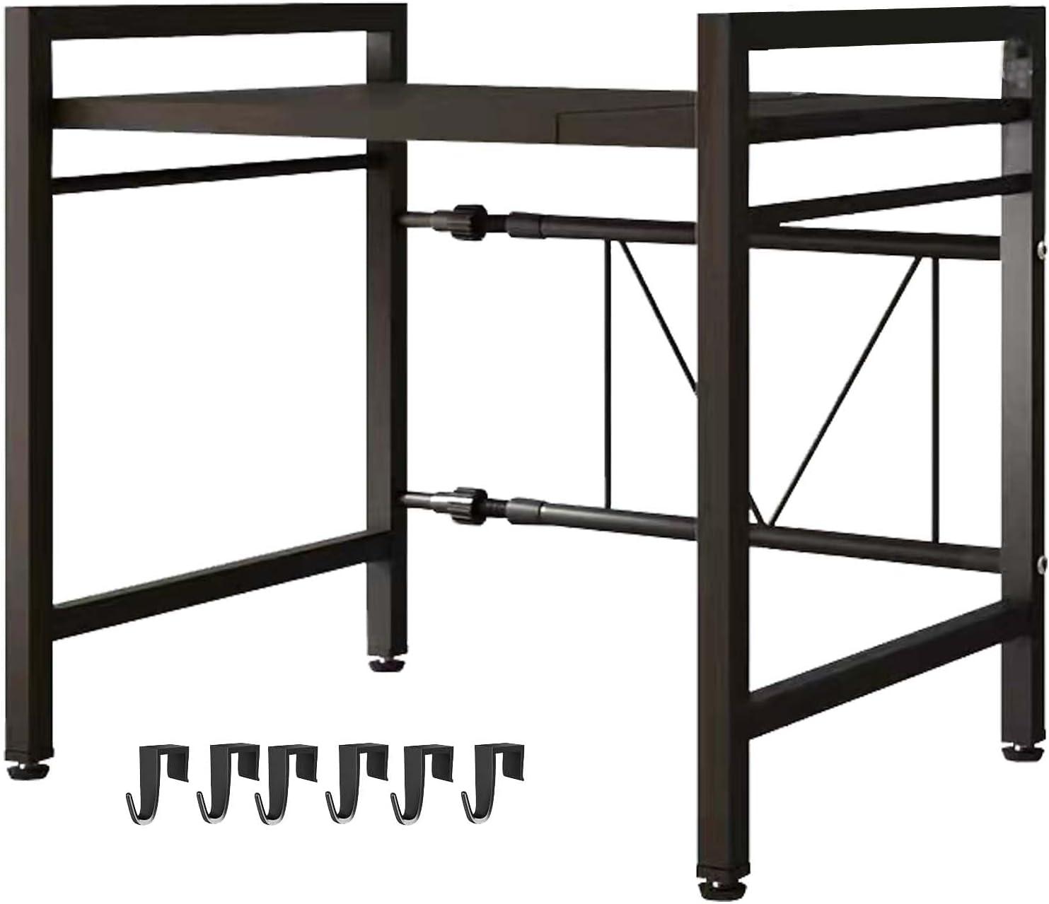 Microwave Oven Rack, Microwave stand,Adjustable Shelf with 6 Hooks Microwave Shelf, Microwave Rack, Extendable Kitchen Microwave Stand, Microwave Stand with Storage (shelf 001) Microwave Oven Rack, Microwave stand,Adjustable Shelf with 6 Hooks Microwave Shelf, Microwave Rack, Extendable Kitchen Microwave Stand, Microwave Stand with Storage (shelf 001)