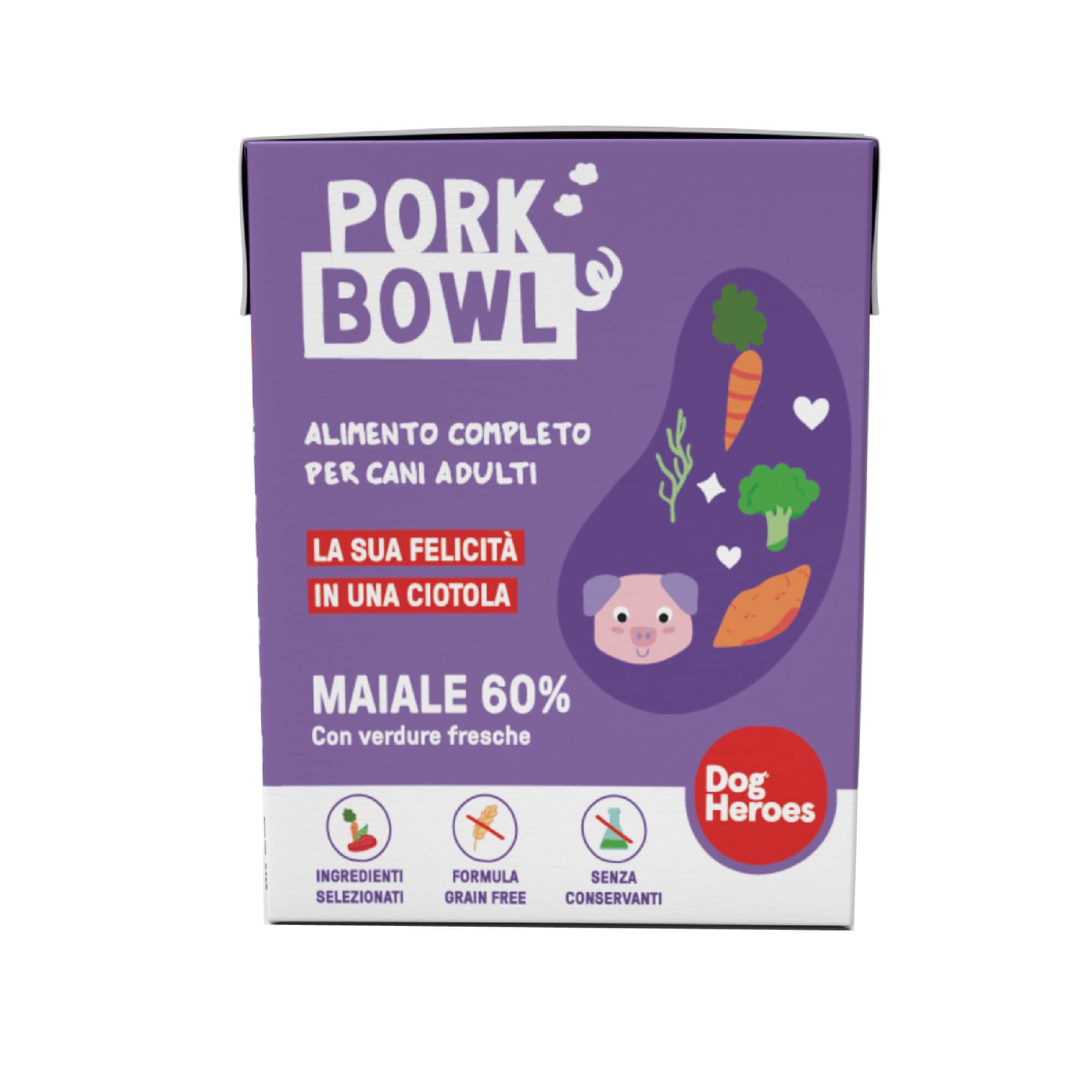 Dog Heroes Cibo Umido per Cani Maiale Agnello Pollo Tacchino 60% Multipack 12x390g