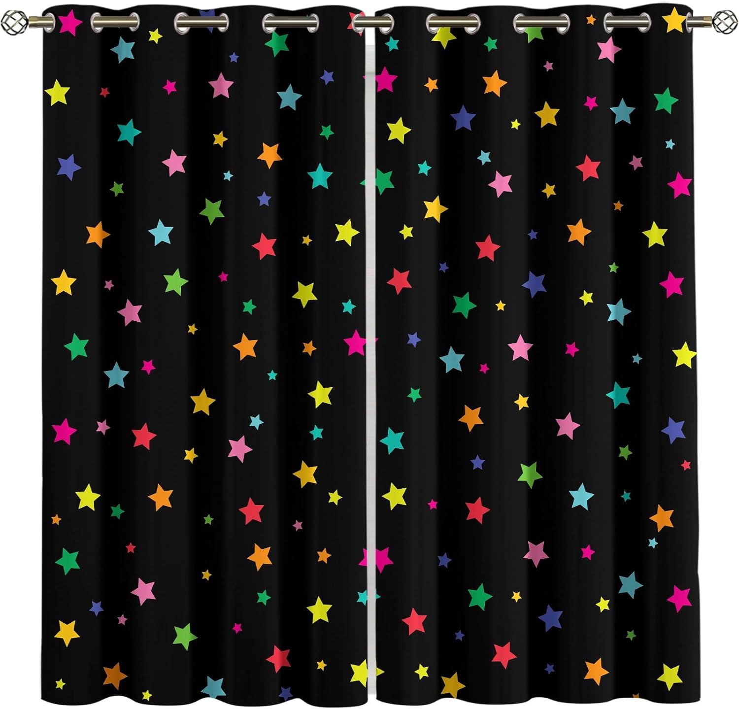 3D Printed Blackout Curtains 300X280 Cm (W + H) Colored Stars Curtains Eyelet Thermal Insulated Window Treatments Energy For Kids Boys Girls Bedroom Living Room,2 Panels/Set-503250776