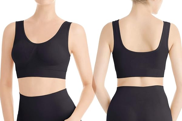 Lemef 3-Pack Seamless Sports Bra Wirefree Yoga Bra with Removable Pads for Women - 4