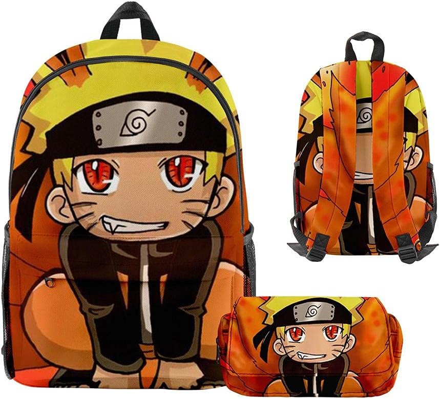 Naruto Anime Backpack , 18 Inch Travel Bags Double-sided School Bag Adjustable Backpack Stylish Lightweight Bookbag for Outdoor Hiking