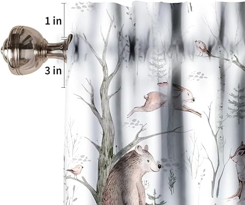 Miniatura 5 de Cortina rústica con cenefa de bosque, acuarela, animales del bosque, búho, erizo, zorro, mariposa, ardilla, oso, cenefa de cortina para cocina,