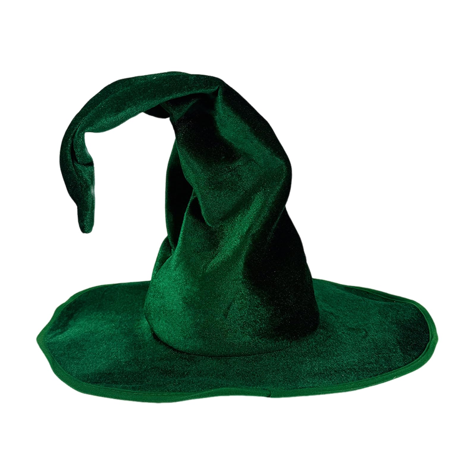 Witch Hat - Velvet Surface Halloween Hat, Wide Brim Festive Accessory for Parties, Stage Shows & Cosplay Green