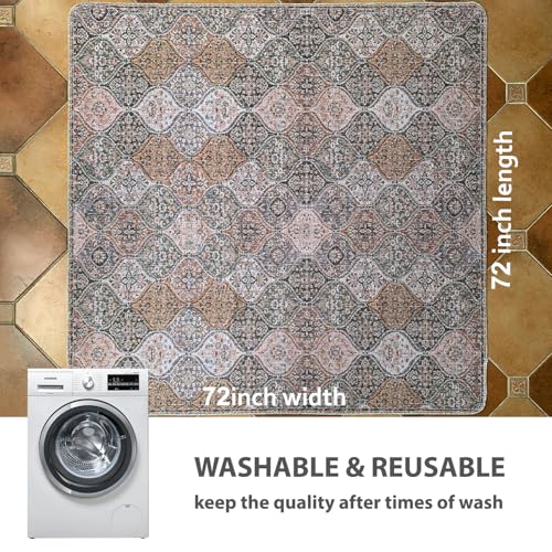 Image of nunubaby 2PACK Washable Pee Pads for Dogs, Stylish, Non-Slip and Leak-Proof Pee Pads. Reusable Potty Pads for Dogs for Crates and Floors.(Brown /Multi,72 inch x72 inch )