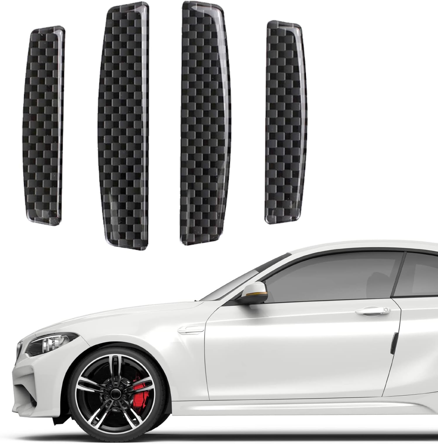4 PCS Carbon Fiber Car Door Edge Guard, Car Side Door Edge Guards Protector, Universal Bumper Protector Strips Trim Cover (Black)