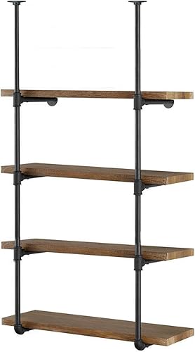 Miniatura 8 de Yuanshikj - Estantería industrial de hierro para montaje en pared, estilo retro, color negro