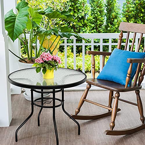 MKDLUFEI-32-Patio-Table-Outdoor-Round-Bistro-Table-All-Weather-Outside-Patio-Dining-Table-with-Umbrella-Hole-Coffee-Dining-Tabel-with-Tempered-Glass-for-Lawn-Balcony MKDLUFEI 32 Patio Table Outdoor Round Bistro Table All Weather Outside Patio Dining Table with Umbrella Hole Coffee Dining Tabel with Tempered Glass for Lawn Balcony