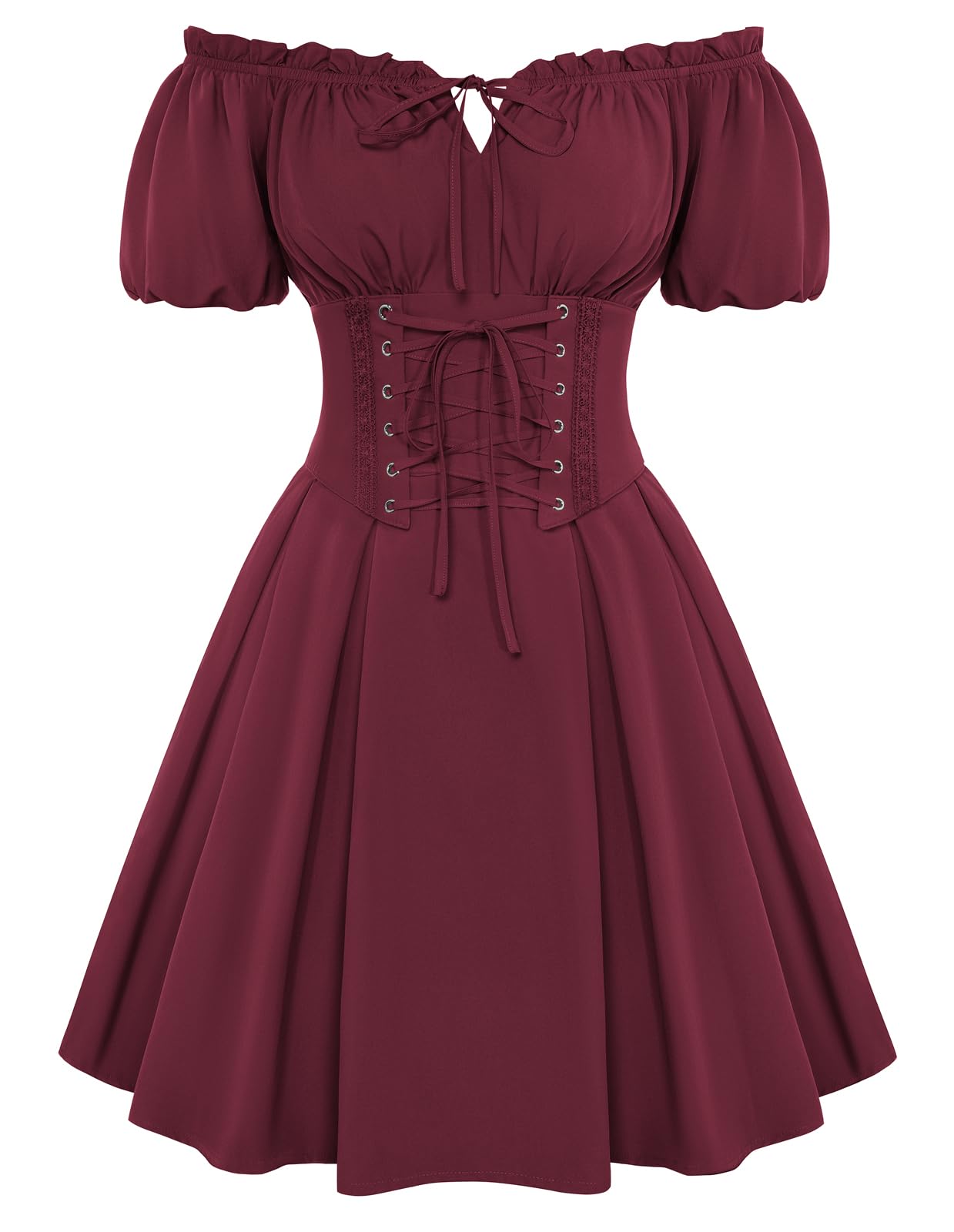 Scarlet Darkness Renaissance Costume Women Corset Dress Mini Off Shoulder Fairy Dresses Wine Red S โ image 1