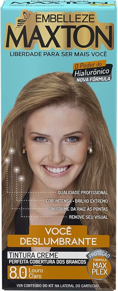 Tinta de Cabelo 8.0 Kit, Maxton, Louro Claro