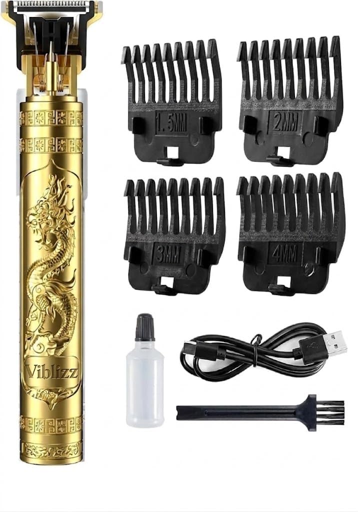 T9 Vintage Professional Hair Trimmer For Men –Golden Body,Cordless,4 Guide Combs,USB Rechargeable,Men'S T9 Golden –Zero Gap Beard & Hair Clipper With Guide Combs-picture-29