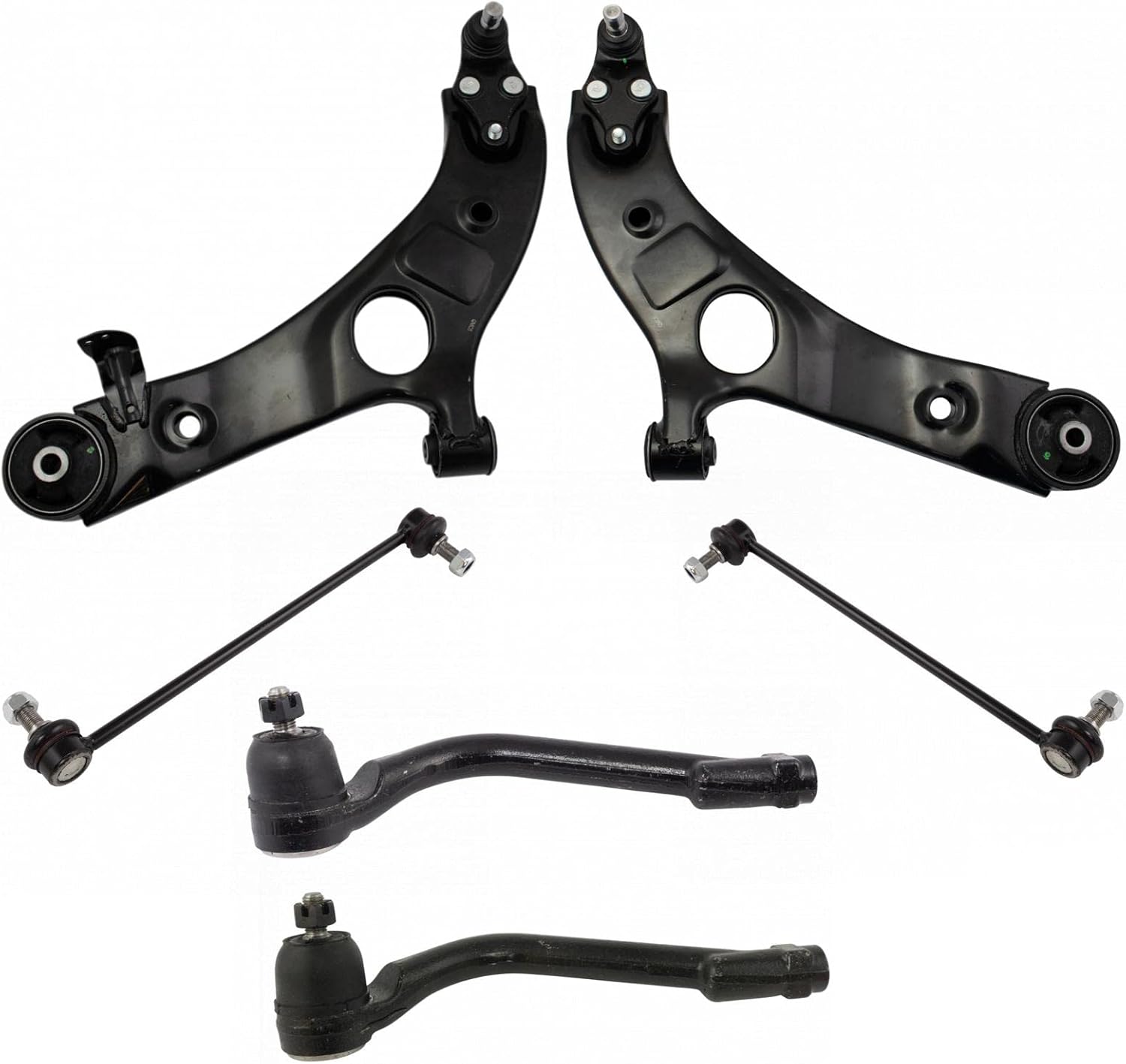 TRQ Front Steering & Suspension Kit Control Arm with Ball Joint Sway Bar Stabilizer Link Tie Rod Compatible with 2013-2018 Hyundai Santa Fe Santa Fe Sport 2014-2015 Kia Sorento
