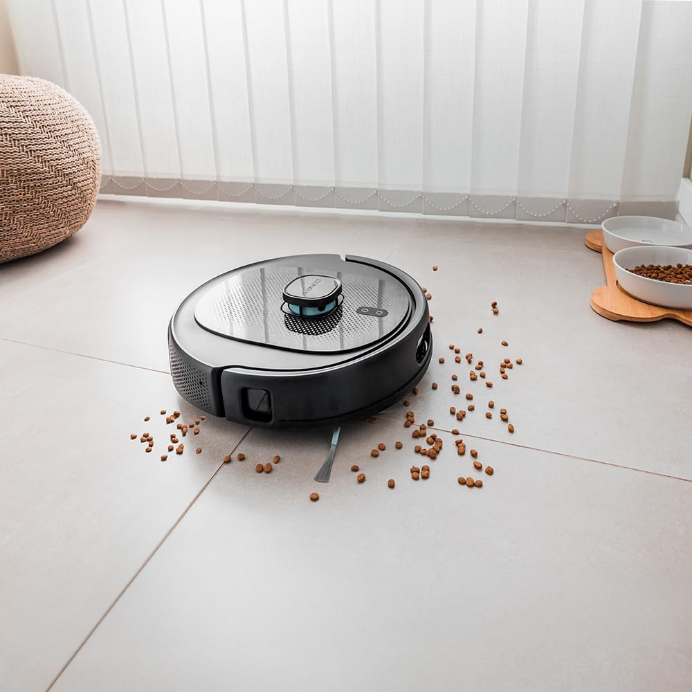 Cecotec Robot Aspirador y Friegasuelos con Base Autovaciado Conga 9590 Spin Revolution Ultra Power Home Essential. Navegación Láser, 10000Pa, App, Autonomía 240min, Cepillo Mascotas, Mopas Gitarorias