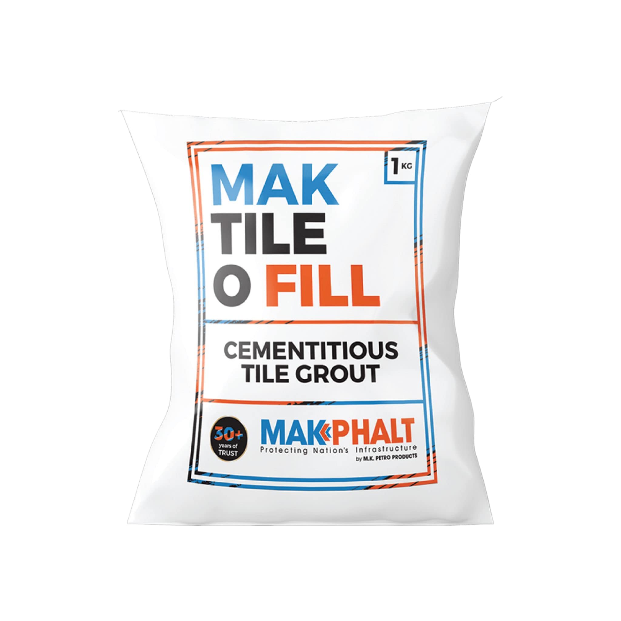 (MK Petro) Mak Tile-O-Fill White Grout Cement Based | Joint Fillers for Wall, Floor Tiles | Polymerized Joint Filler - 1 Kg