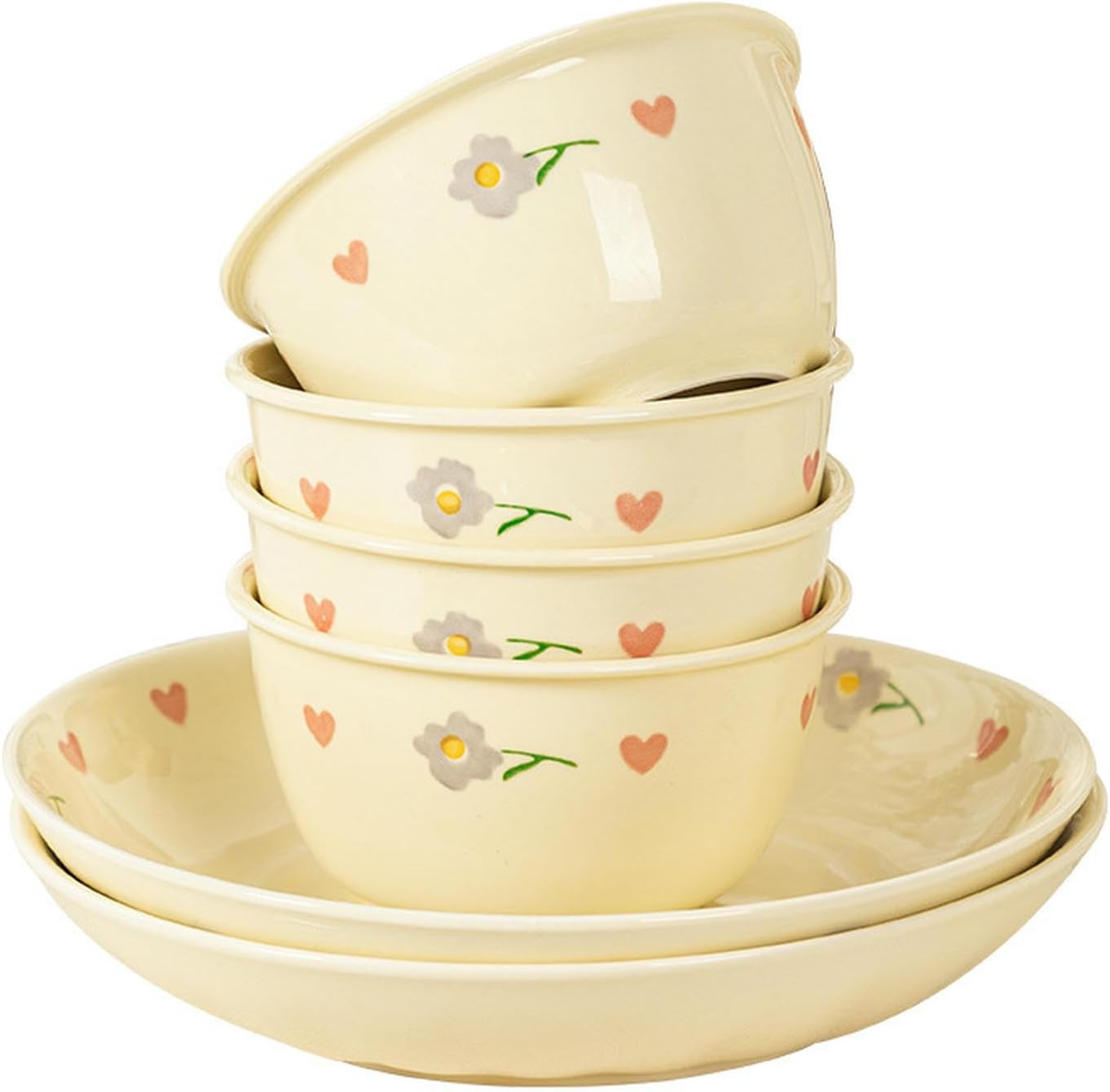 Vintage Rice Bowls ，Ceramic Tableware Rice BowlJapanese household ceramic underglaze color high-temperature resistant exquisite practical dishes(2 8-inch rice plates [0.84kg])
