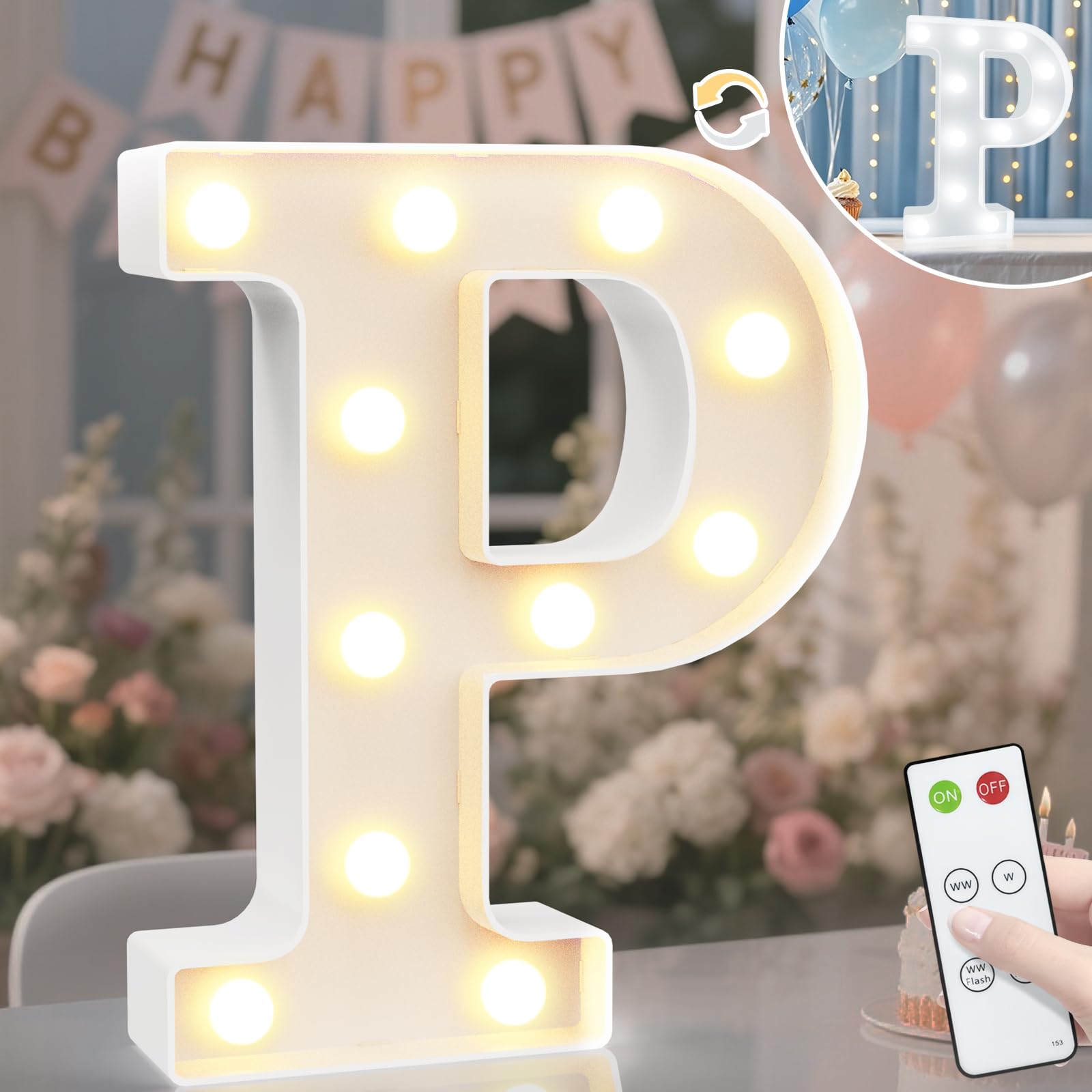 8.8" Decorative LED Light Up Numbers, Marquee Numbers Lights for 7th Birthday Decorations, Lighted Number Sign for Birthday Party Night Lights Wedding Anniversary Home Wall Decor, White Number 7 — view 47