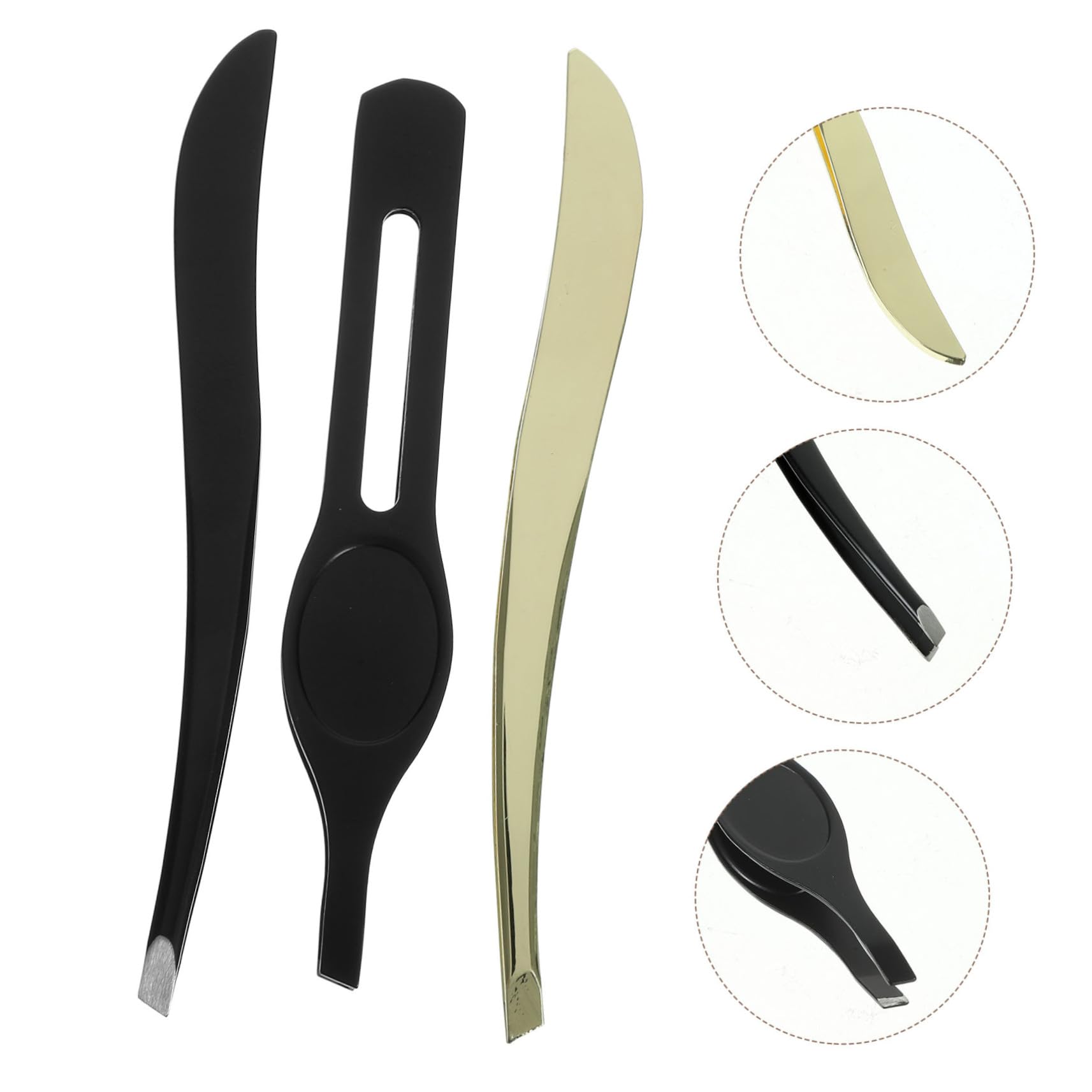 PACKOVE 2 Sets Stainless Steel Eyebrow Tweezers Set Eyebrow Plucker Tweezers Kit