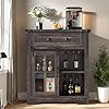 Yitahome 32 sideboard coffee bar cabinet farmhouse buffet cabinet with drawer adjustable storage shelves storage cabinet with sliding barn door for living room dark rustic oak  urban country home decor