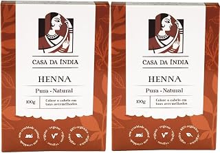 Kit 2 Henna Indiana Pura 100% Natural Ruivo Acobreado para os Cabelos 100g cada - Casa da Índia