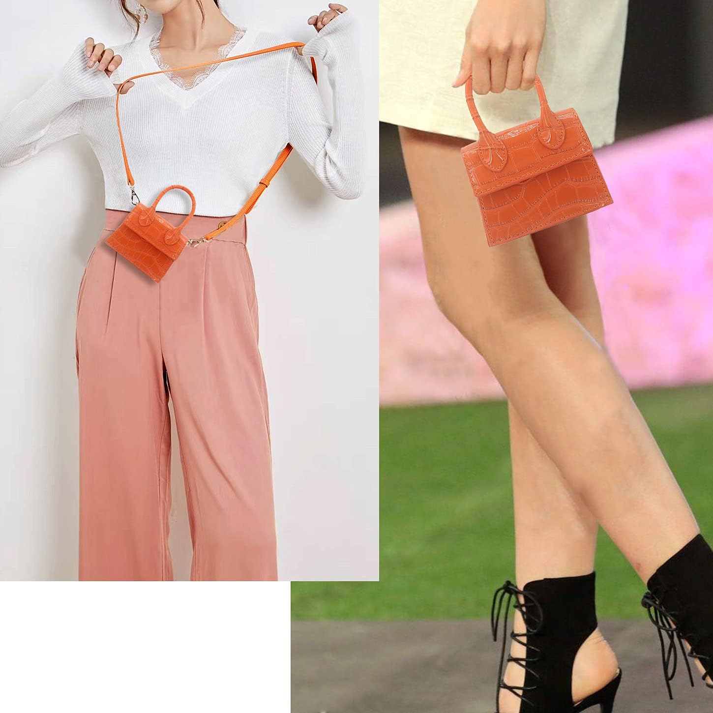Mini Crossbody Bag for Women Girls Synthetic Leather Flap Purse Styling Top-Handle Clutch Handbag image 2
