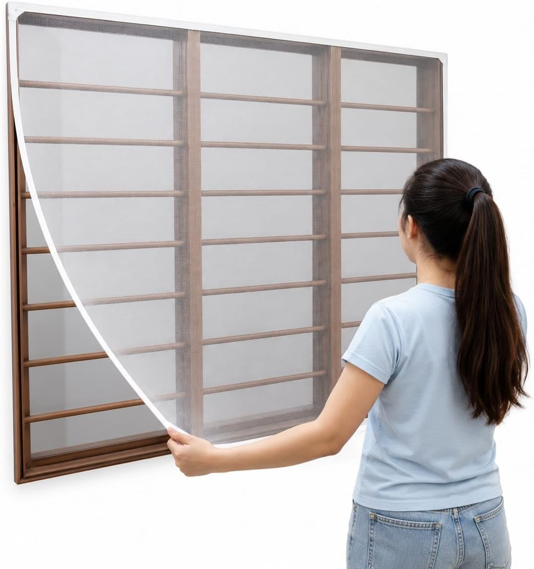 Netfly Window Mosquito Net with Frame 4x5 FT White | 120 GSM Durable Mesh Screen for Windows & Doors | Easy Installation, Washable & Reusable | Insect & Mosquito Protection Net for Home & Office