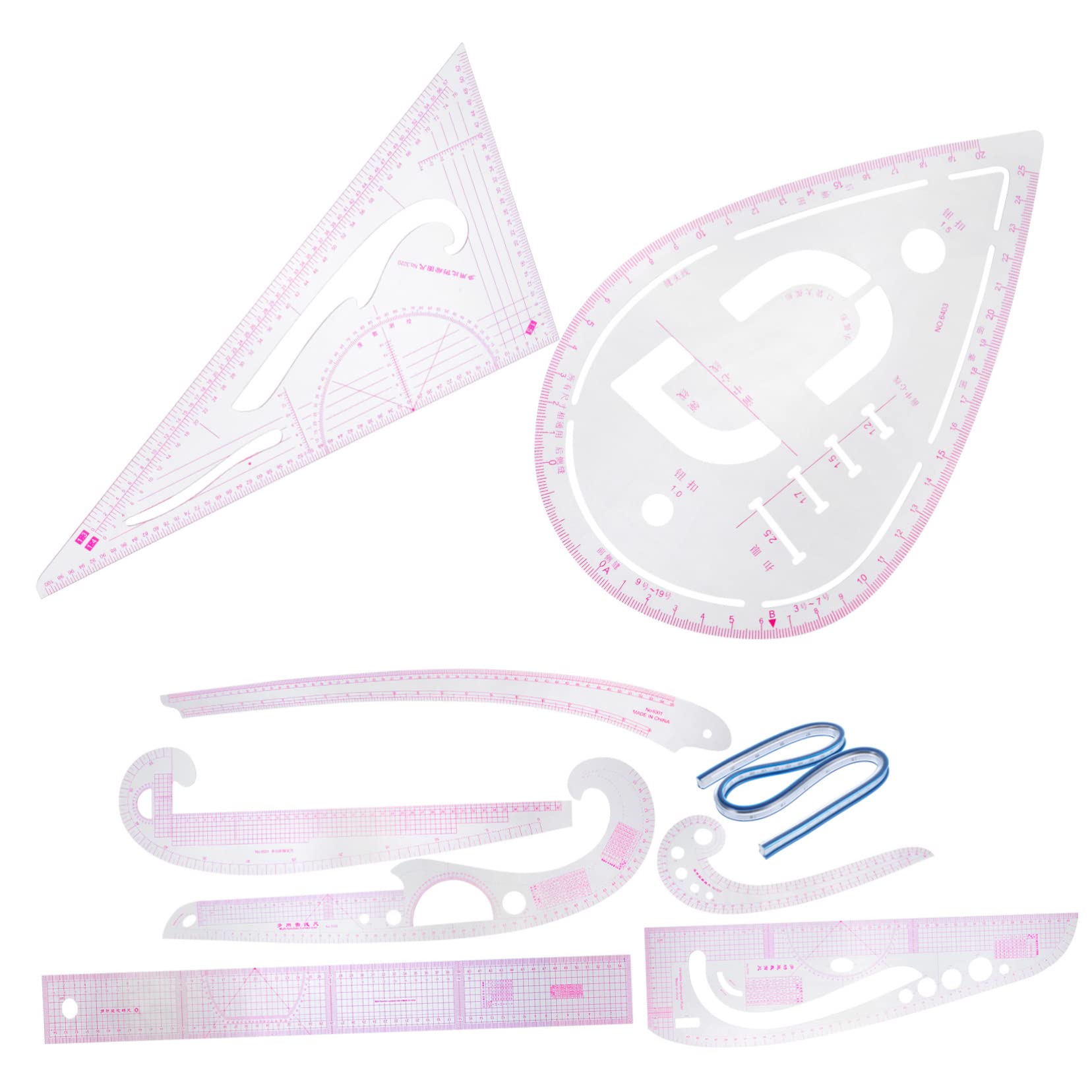 Juego de Reglas de Costura Pvc, 1 Set, para Patronaje | Curva Francesa y Regla de Sastre, Medición Precisa y Portátil, para Corte E Imposición