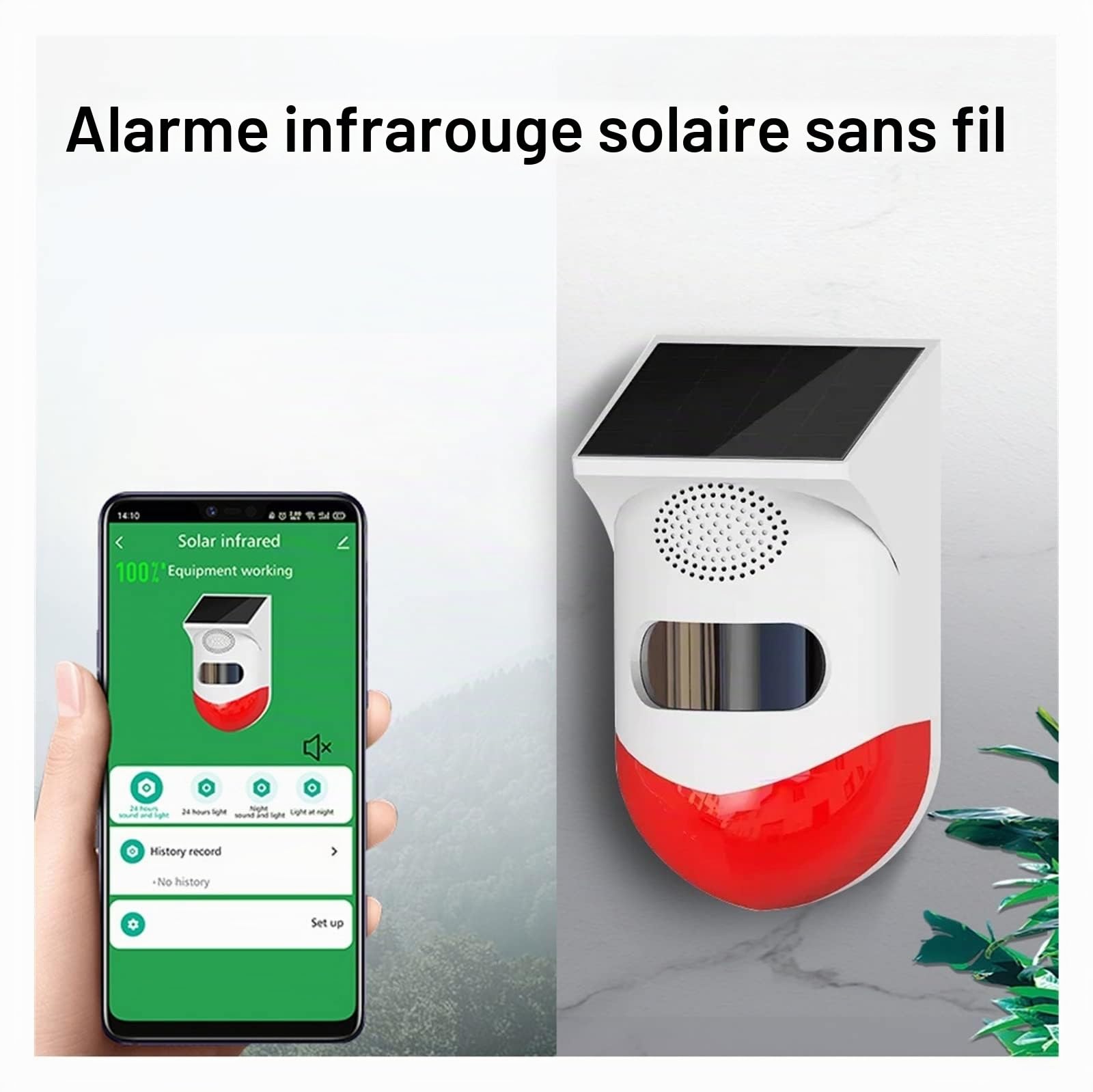 Système d'alarme de sécurité Bricolage sans Fil Tuya Smart Life Flash Strobe Extérieur Solaire Infrarouge Étanche Sirène Système D'alarme De Sécurité Antivol À La Maison Utilisation avec PG107 (Color