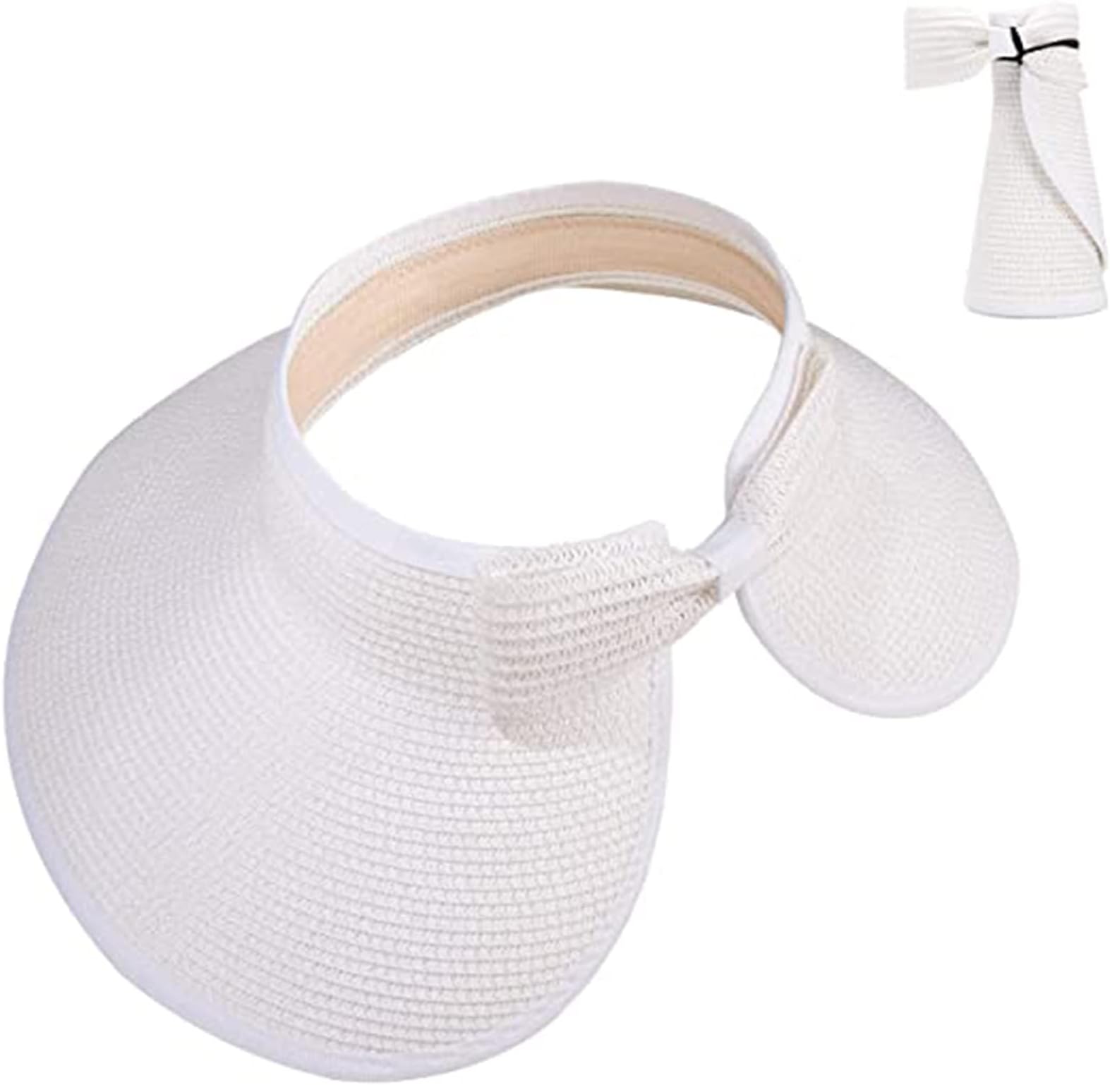 SEEWONDER Sun Visors for Women Roll Up Hat Beach Shade Sun Hats Packable Straw Cap