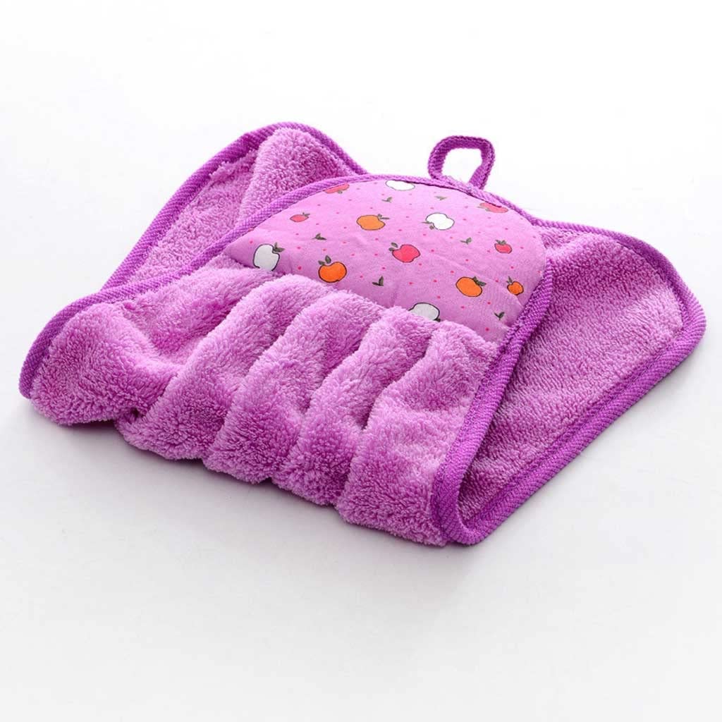 RajoNN N/A Suministros de baño de Lana de Coral Toalla de Mano Suave Paño Absorbente Trapo Paño para Colgar Suministros de Limpieza Accesorios de Cocina (Color: Púrpura, Tamaño: 28 * 38 cm)
