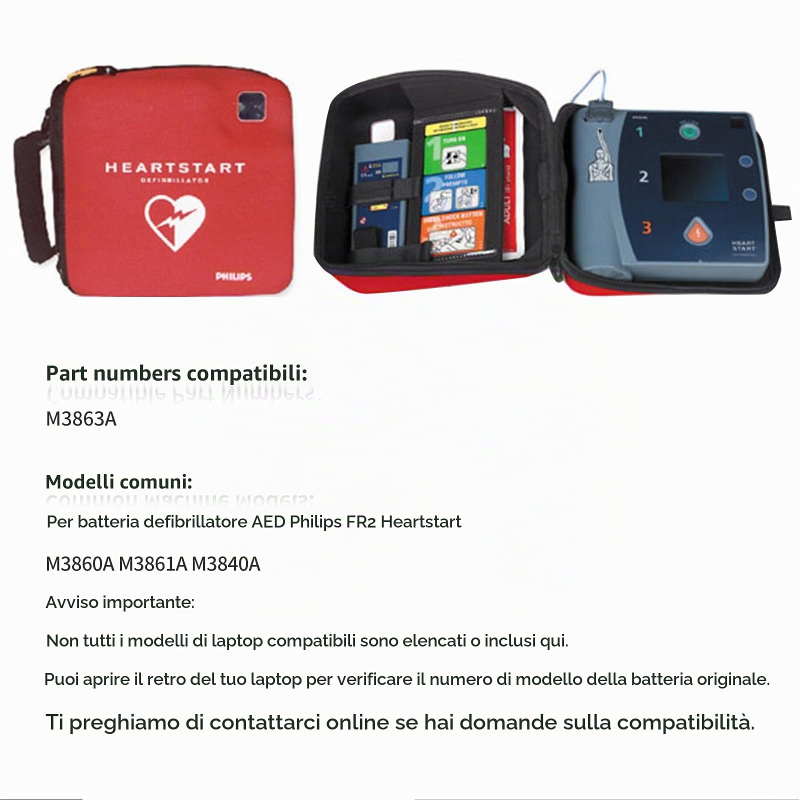 M3-863A Battery Compatible with FR2 AED Defibrillator Battery M3860A M3861A M3840A 12V 4.2Ah 50.4WH