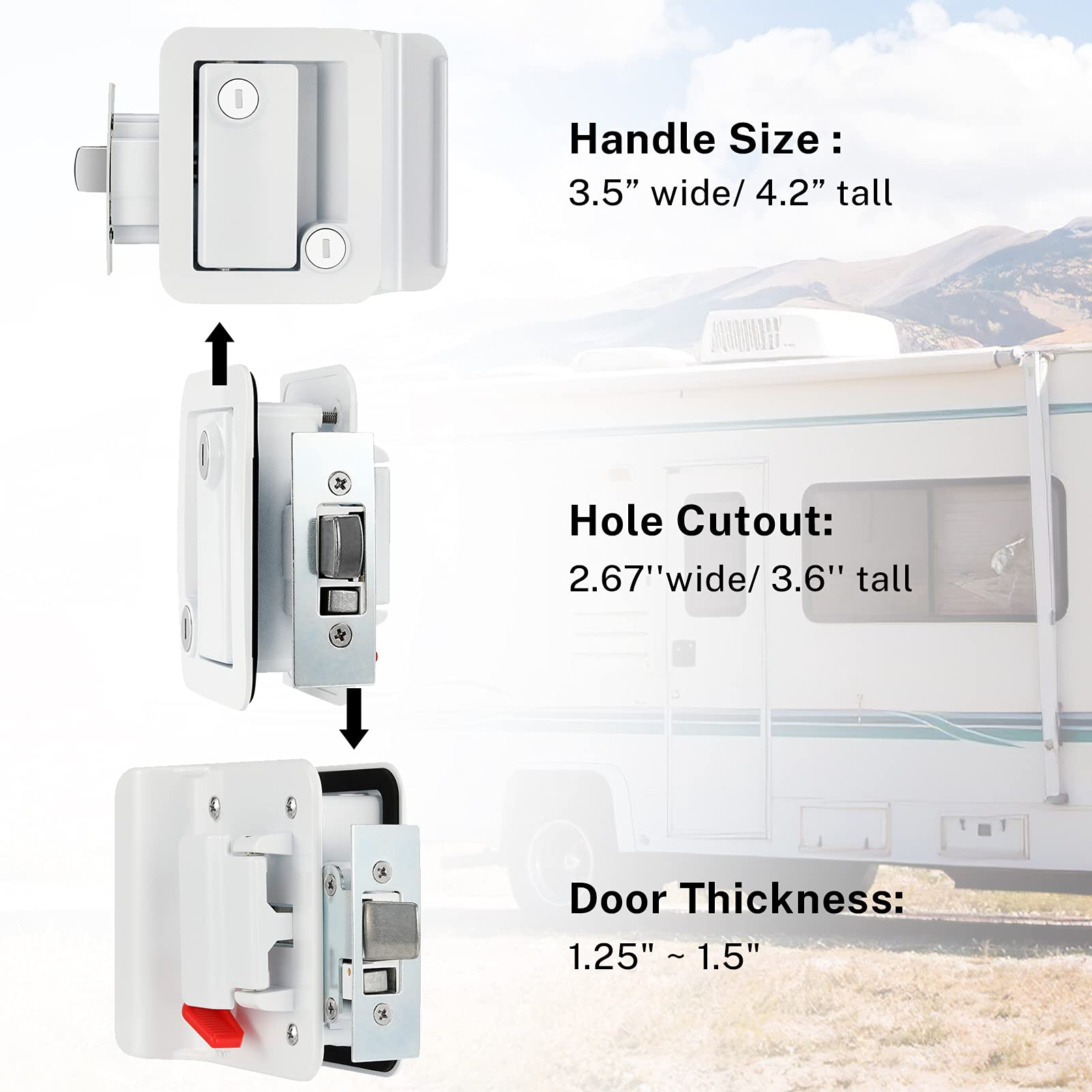 Kohree RV Entry Door Lock Latch Handle with Paddle Deadbolt, Polar