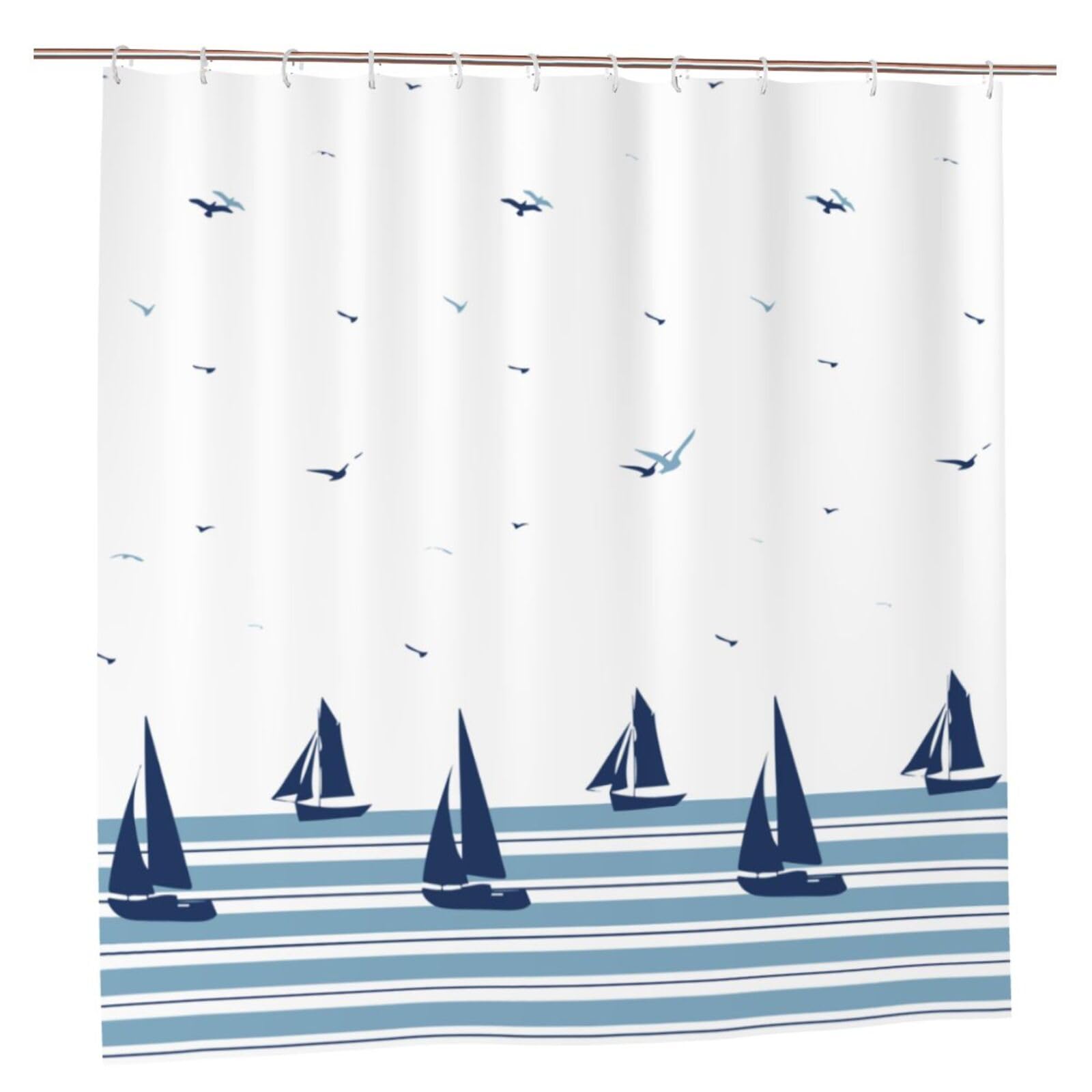 YUAOEUR 3D Garden Shower Curtain 60x72 Inch Ocean Picture Outdoor Garden Green Trees Bathroom Personalized Decor Fabric with Hook