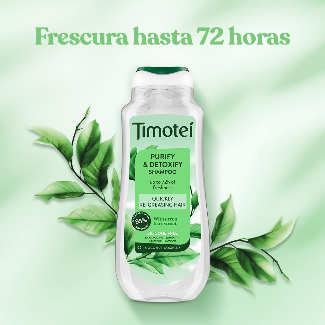 Timotei Champú Purificante y Detox 600ml| Hasta 72h de Frescura | Limpieza Profunda | Cabello Más Suave y Brillante — view 5
