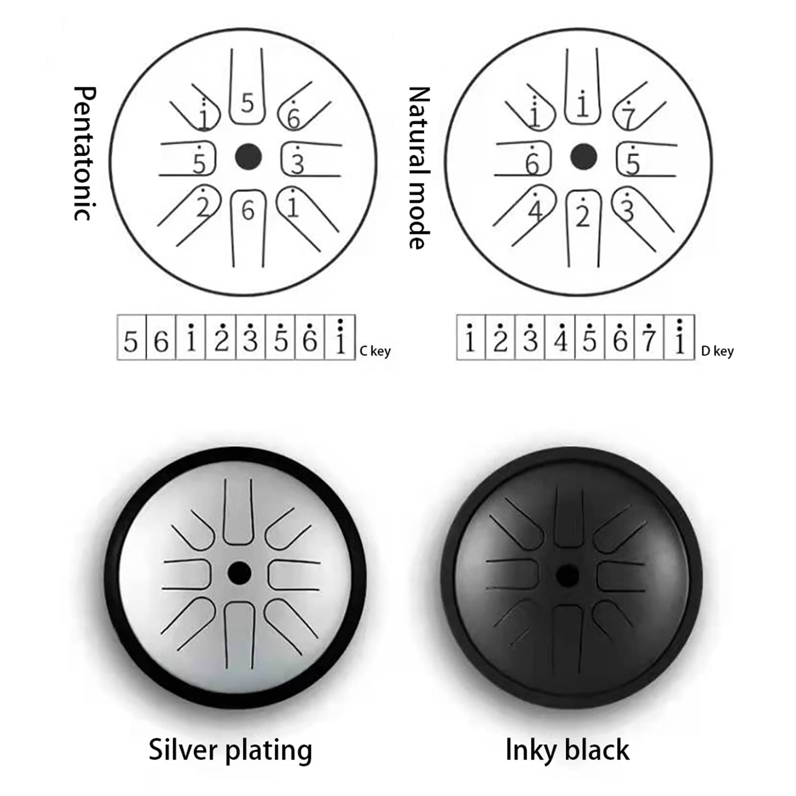 Tongue Drums À 6 Pouces 8 Tons Tambour Handpan Instrument De Percussion Tambour À Langue d'acier avec Maillets De Tambour/Sac De Transport pour La Méditation,Yoga,Education