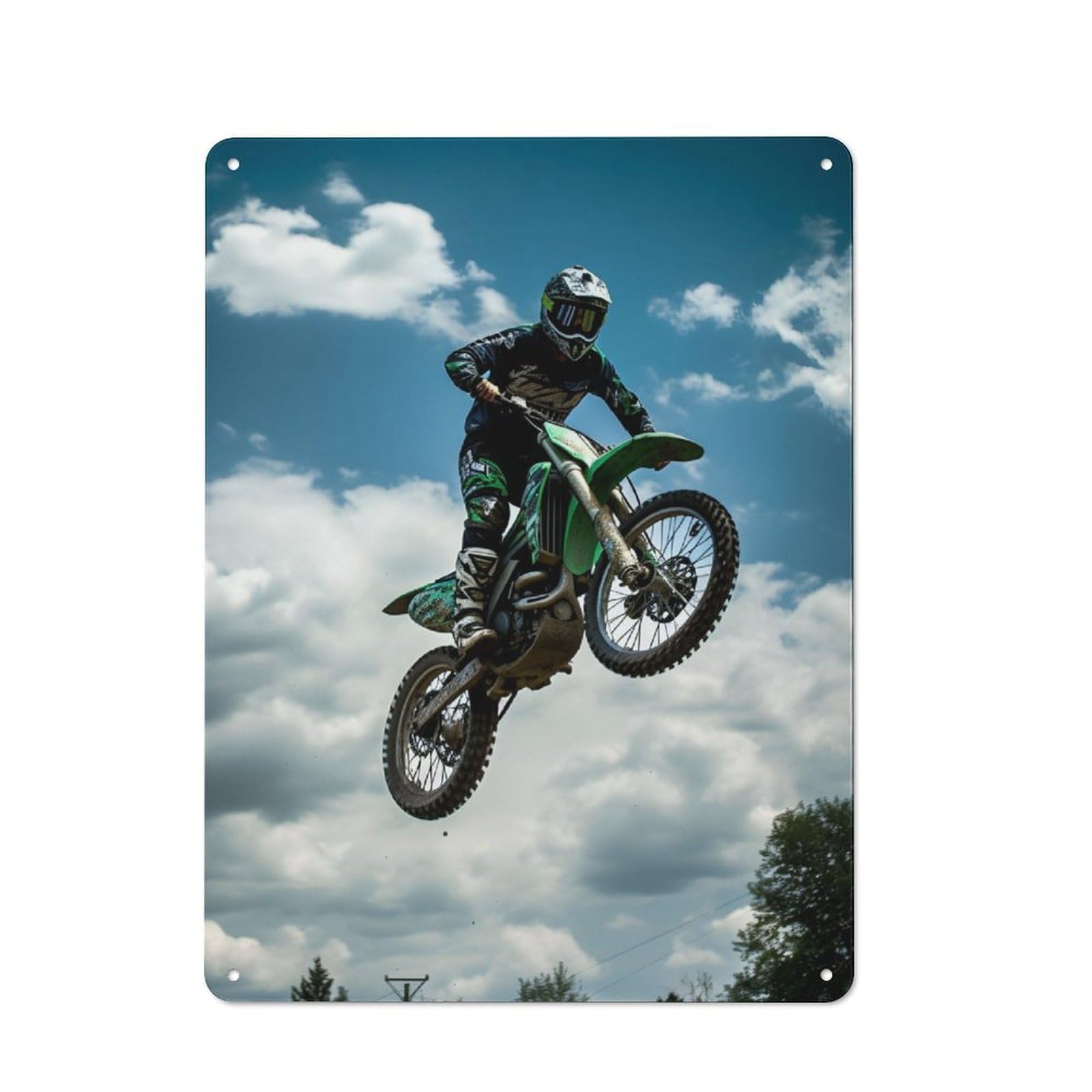 Junmoney Motocross Jump Rustic Metal Sign 40X30cm For Lounge Or Reading Corner, For Reading Corner Decorators