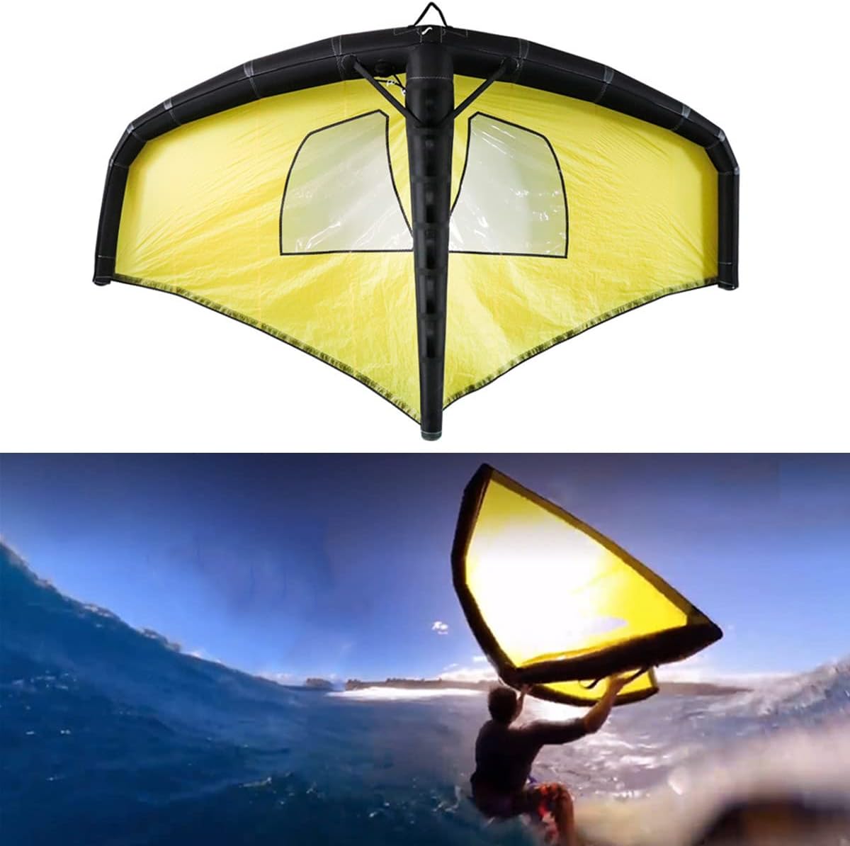 TMIL ala De Cometa De Surf Inflable, Cometa De Kitesurf De Mano con Diseño De Bolsa De Aire Doble con Inflador De Ventana Y Paquete De Parches para Juegos De Agua para Principiantes Adultos