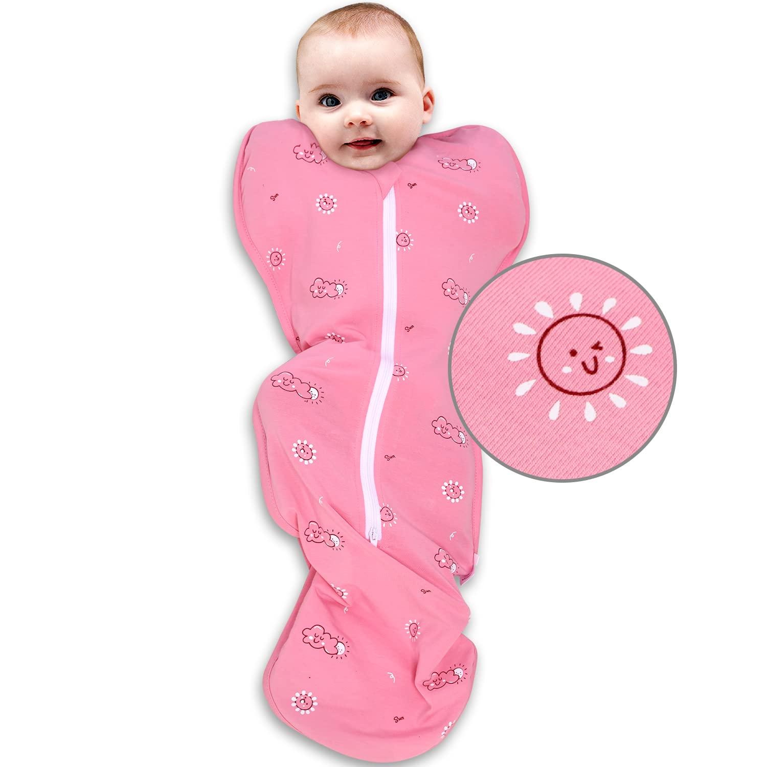 DOKMAOrganic Cotton Baby Sleeping Bag, Cozy Newborn Sleepsack with Convenience Zipper, Transitional Organic Sleepsack, Baby Pink, 0-6 Months