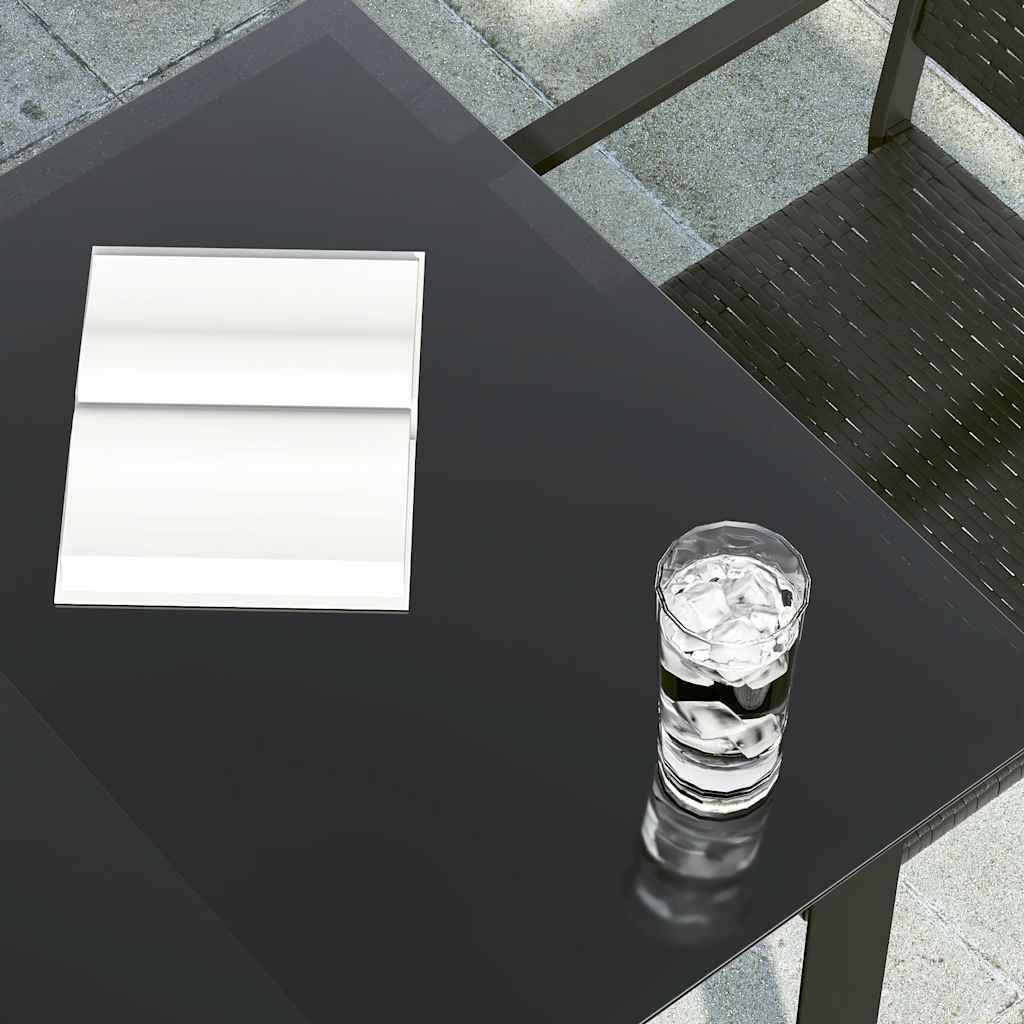 Robuster Esstisch aus Stahl und Glas für Garten Terrasse und Balkon mit schwarzem Stahlrahmen und Glasplatte 140x70x74 cm minimalistischer Gartentisch für draußen