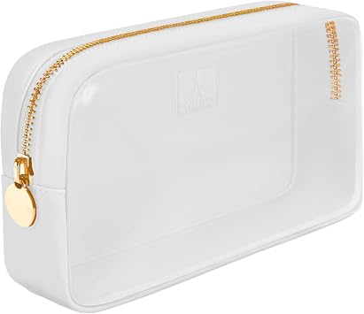 DANCOUR Small Clear Makeup Bag Mini Pouch for Purse, White Cosmetic Travel Case, Compact Clear Cosmetic Bag, Mini Purse Pouch for Travel