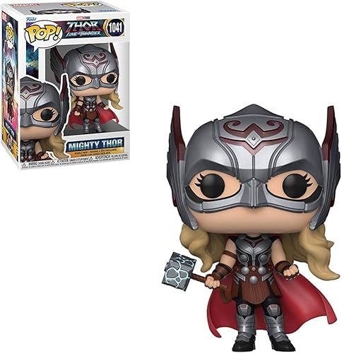 Miniatura 6 de POP Thor Love and Thunder - Mighty Thor Jane Foster Funko Pop! Figura de vinilo con funda protectora compatible con caja emergente, multicolor, 3.75