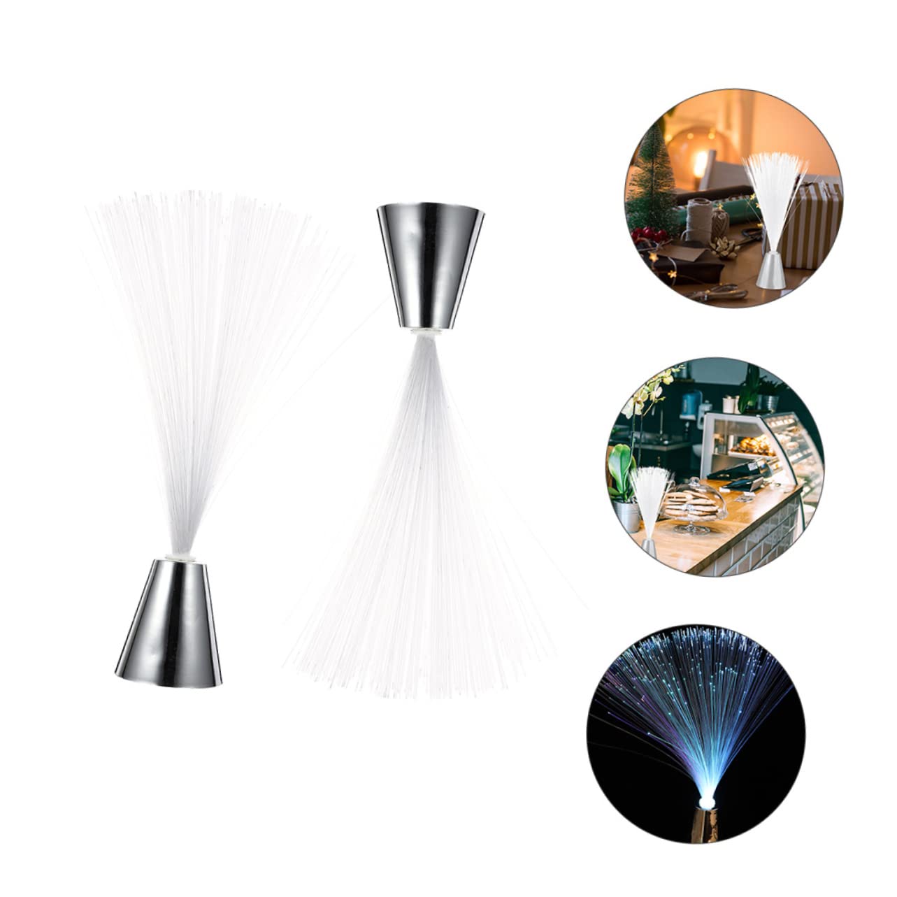 ARTIBETTER 4pcs Color Changing Fiber Optic Light Battery Powered Decorative Night Lamp for Home Atmosphere Unique RGB Fiber Light for Christmas Parties and Romantic Settings